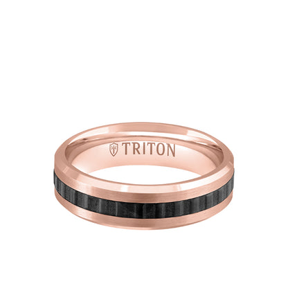Triton 6MM 14k Gold Ring + Black Titanium Accordion Inlay with Bevel Edge