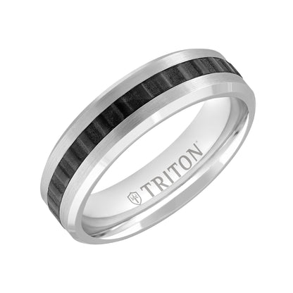 6MM 18k Gold Ring + Black Titanium Accordion Inlay with Bevel Edge