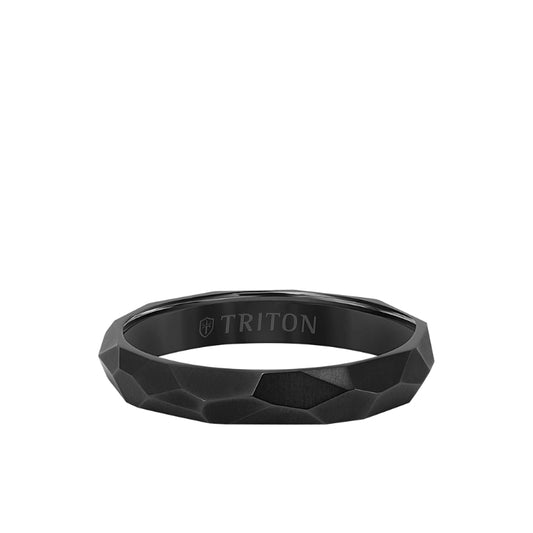 Triton 4MM Titanium Ring with Faceted Brushed Finish