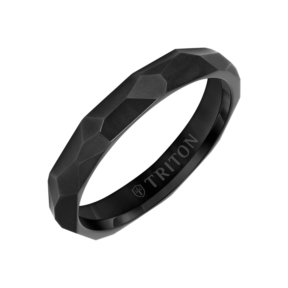 6MM Grey Titanium and 14kt Ring with Faceted Brushed Finish