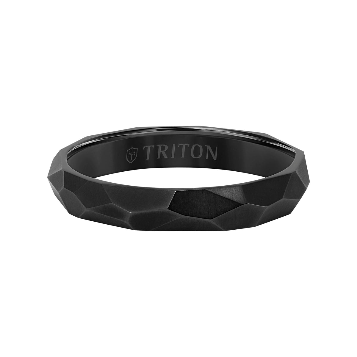 6MM Grey Titanium and 14kt Ring with Faceted Brushed Finish