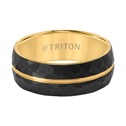 8MM Gray Faceted Titanium with Yellow Stripe and Inside