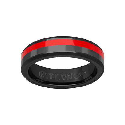 6MM Tungsten Carbide Ring - Ceramic C8 Channel and Bevel Edge