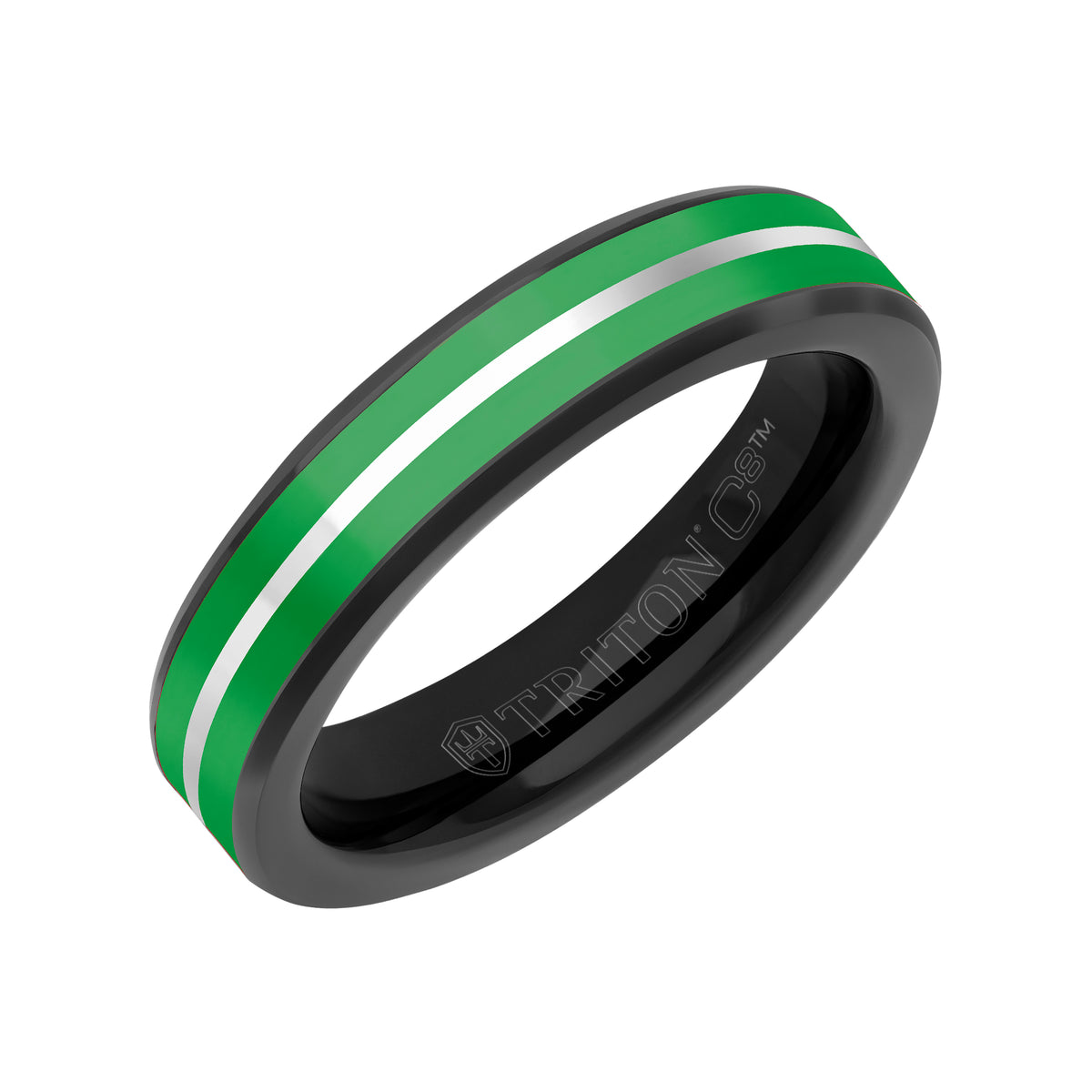 5MM Tungsten Carbide Ring - Ceramic C8 Inlay with Center Line and Broken Edge