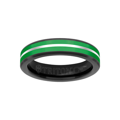 5MM Tungsten Carbide Ring - Ceramic C8 Inlay with Center Line and Broken Edge
