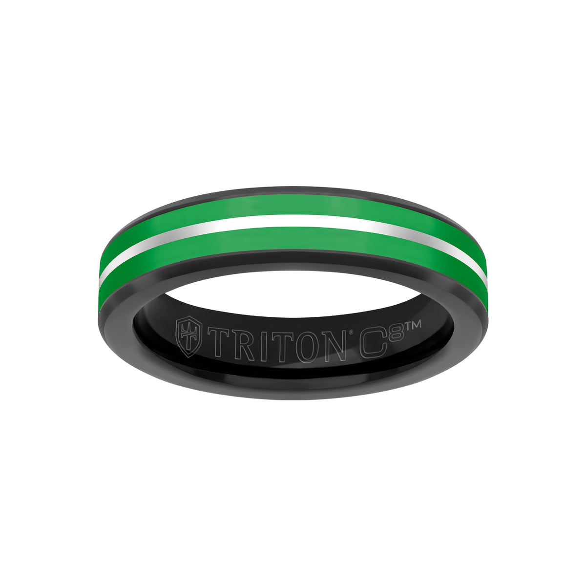 5MM Tungsten Carbide Ring - Ceramic C8 Inlay with Center Line and Broken Edge
