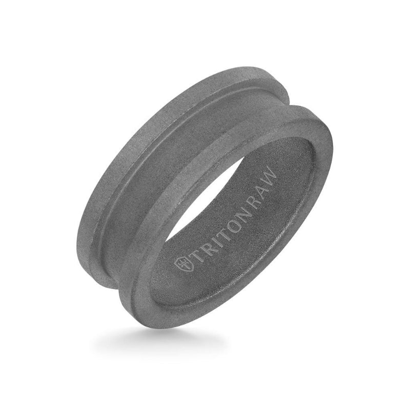 Triton 8MM Tungsten RAW Ring - Sandblasted Matte Finish and Slot Profile