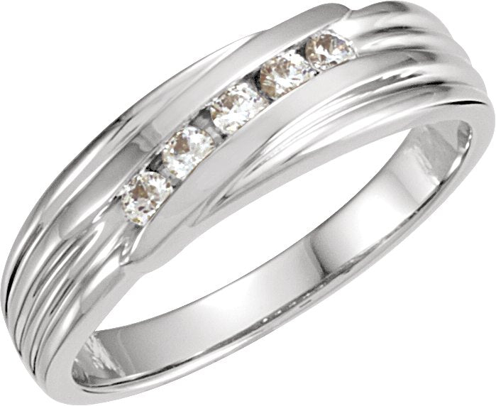 14K White 1/4 CTW Diamond 5-Stone Band