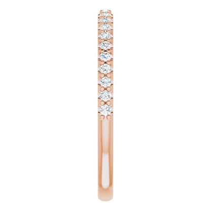 14K Rose 1/4 CTW Diamond Band for 7x5 mm Emerald Ring