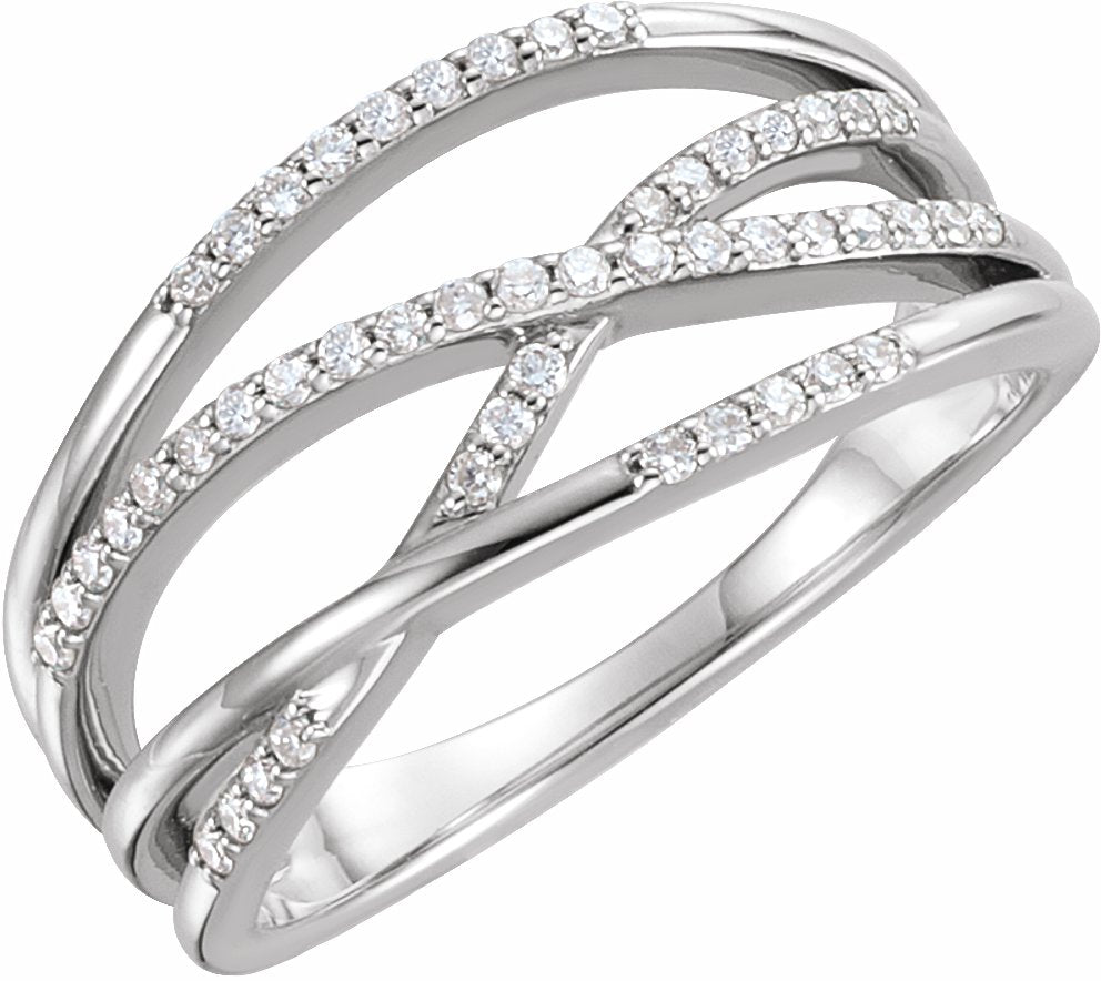 14K White 1/5 CTW Diamond Criss-Cross Ring