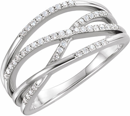 14K White 1/5 CTW Diamond Criss-Cross Ring