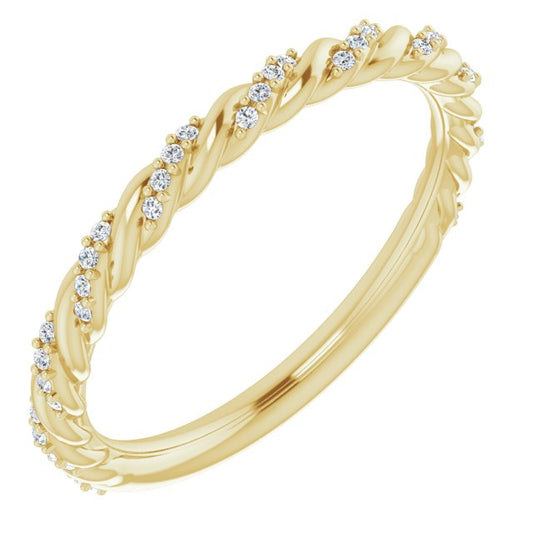14K Yellow 1/8 CTW Diamond Pave Twisted Anniversary Band