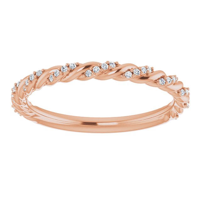 14K Rose 1/8 CTW Diamond Pave Twisted Anniversary Band