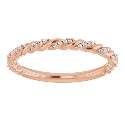 14K Rose 1/8 CTW Diamond Pave Twisted Anniversary Band