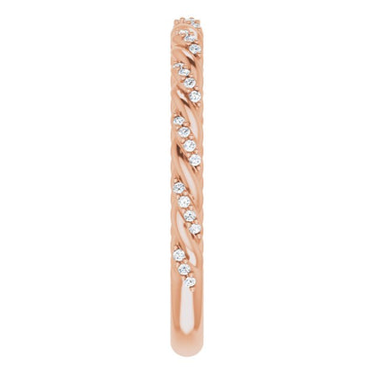 14K Rose 1/8 CTW Diamond Pave Twisted Anniversary Band