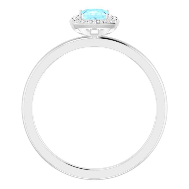 14K White Aquamarine & .05 CTW Diamond Ring