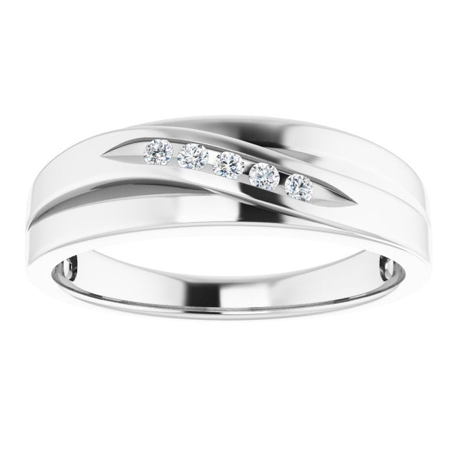 14K White 1/10 CTW Diamond 5-Stone Band