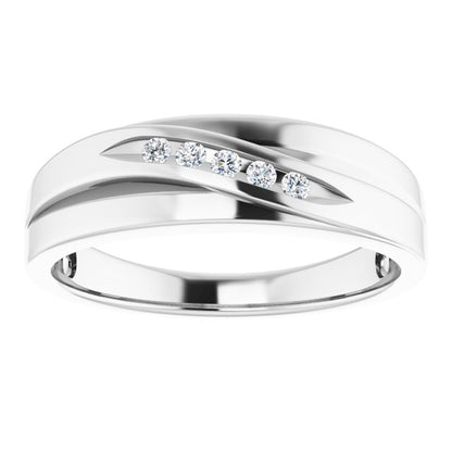14K White 1/10 CTW Diamond 5-Stone Band