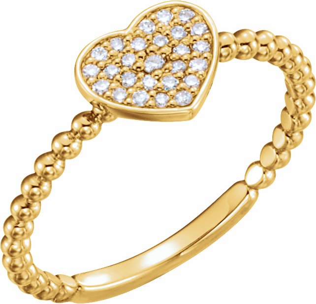 14K Yellow 1/8 CTW Diamond Heart Bead Ring