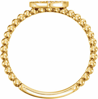 14K Yellow 1/8 CTW Diamond Heart Bead Ring