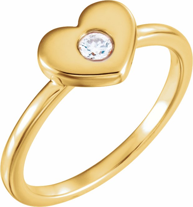 14K Yellow .03 CTW Diamond Heart Ring