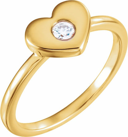 14K Yellow .03 CTW Diamond Heart Ring
