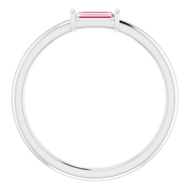14K White Pink Tourmaline Stackable Ring
