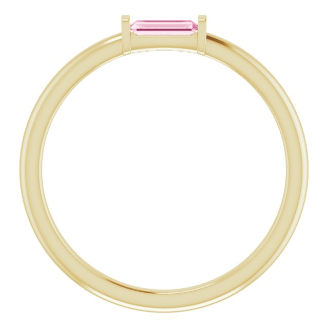 14K Yellow Pink Tourmaline Stackable Ring