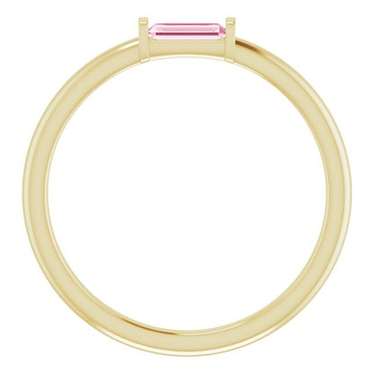 14K Yellow Pink Tourmaline Stackable Ring