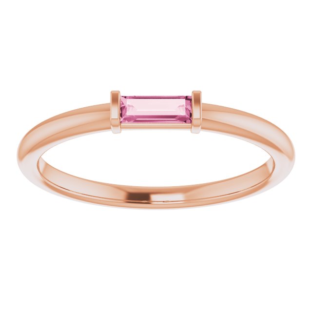 14K Rose Pink Tourmaline Stackable Ring