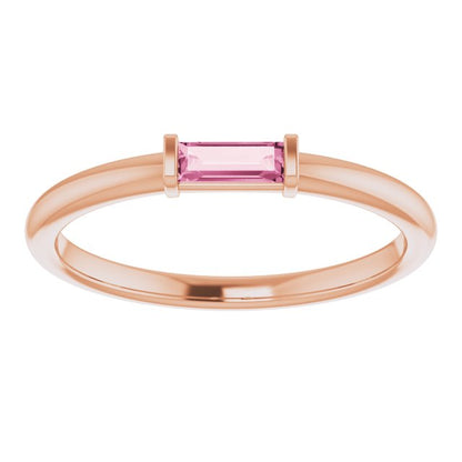 14K Rose Pink Tourmaline Stackable Ring