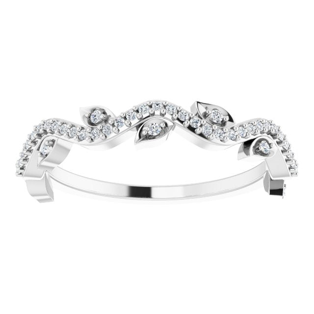 14K White 1/6 CTW Diamond Leaf Ring