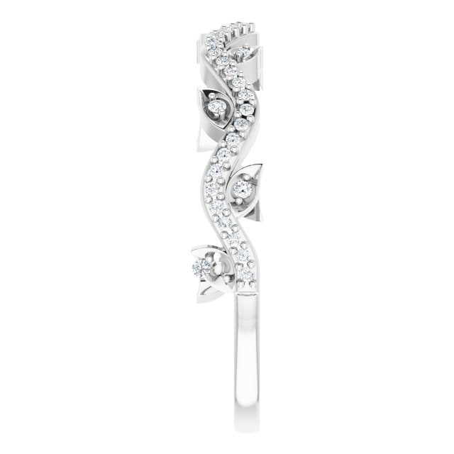 14K White 1/6 CTW Diamond Leaf Ring