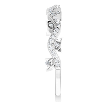 14K White 1/6 CTW Diamond Leaf Ring