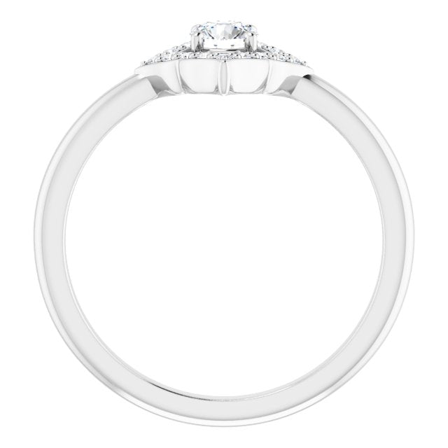 14K White 1/3 CTW Diamond Halo-Style Clover Ring