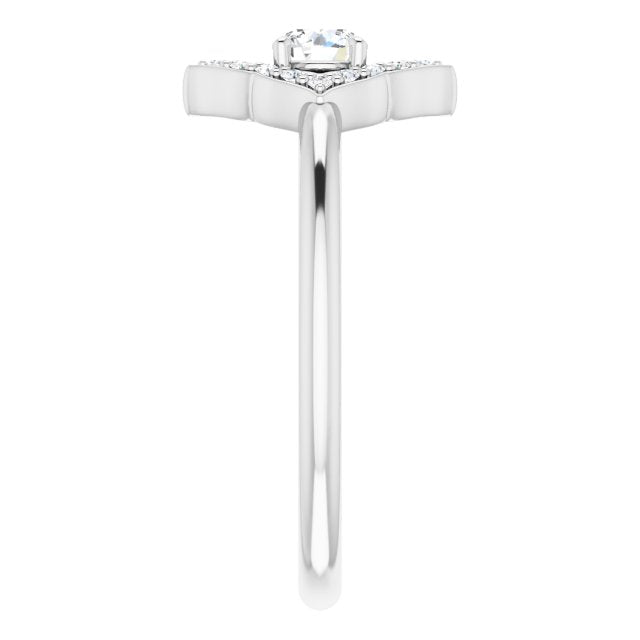 14K White 1/3 CTW Diamond Halo-Style Clover Ring