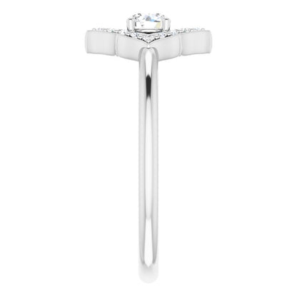 14K White 1/3 CTW Diamond Halo-Style Clover Ring