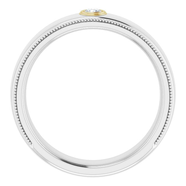 14K White & Yellow 1/10 CTW Men's Diamond Ring