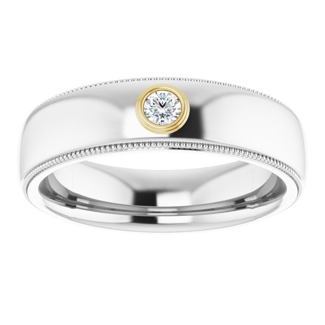 14K White & Yellow 1/10 CTW Men's Diamond Ring