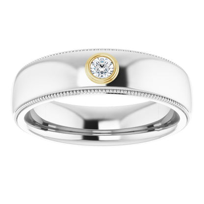 14K White & Yellow 1/10 CTW Men's Diamond Ring