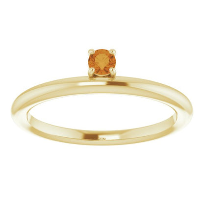 14K Yellow Citrine Stackable Ring