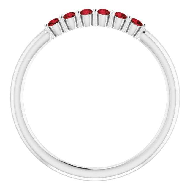 14K White Mozambique Garnet Stackable Ring