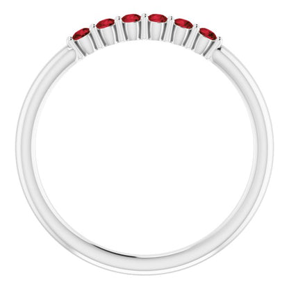14K White Mozambique Garnet Stackable Ring