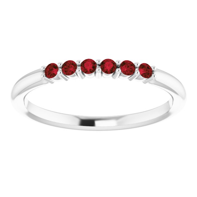 14K White Mozambique Garnet Stackable Ring