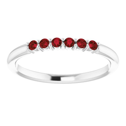 14K White Mozambique Garnet Stackable Ring