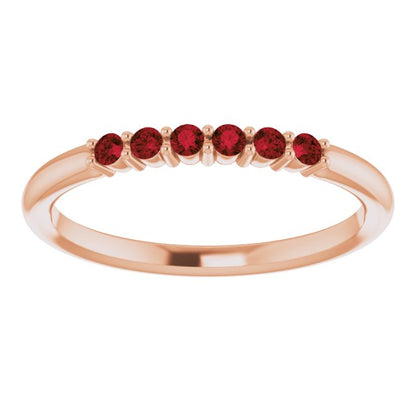 14K Rose Mozambique Garnet Stackable Ring