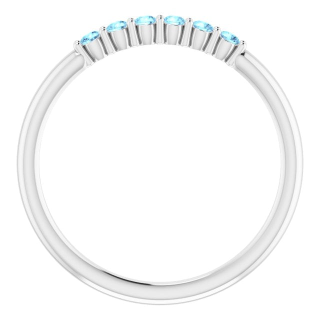 14K White Aquamarine Stackable Ring