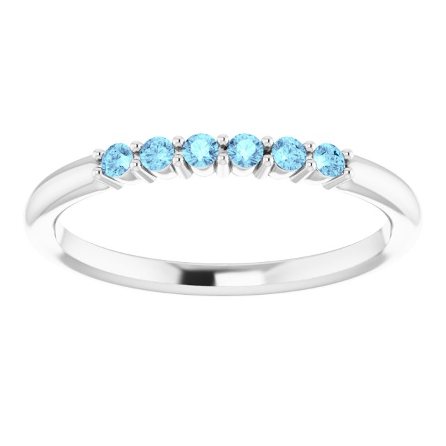 14K White Aquamarine Stackable Ring