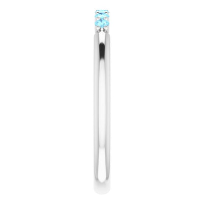 14K White Aquamarine Stackable Ring