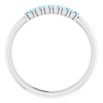 Platinum Aquamarine Stackable Ring